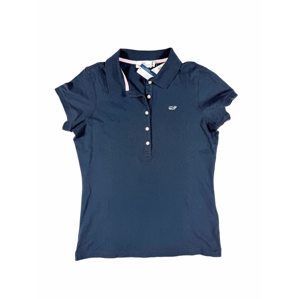 NEW Vineyard Vines Women’s Shoreline Polo Shirt Navy Short Sleeve Size Medium - Picture 3 of 9